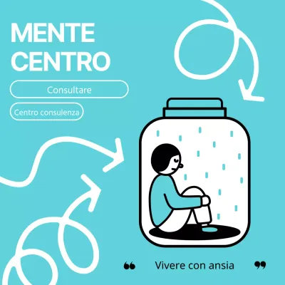 Contenuti di consulenza psicologica con semplici illustrazioni in azzurro