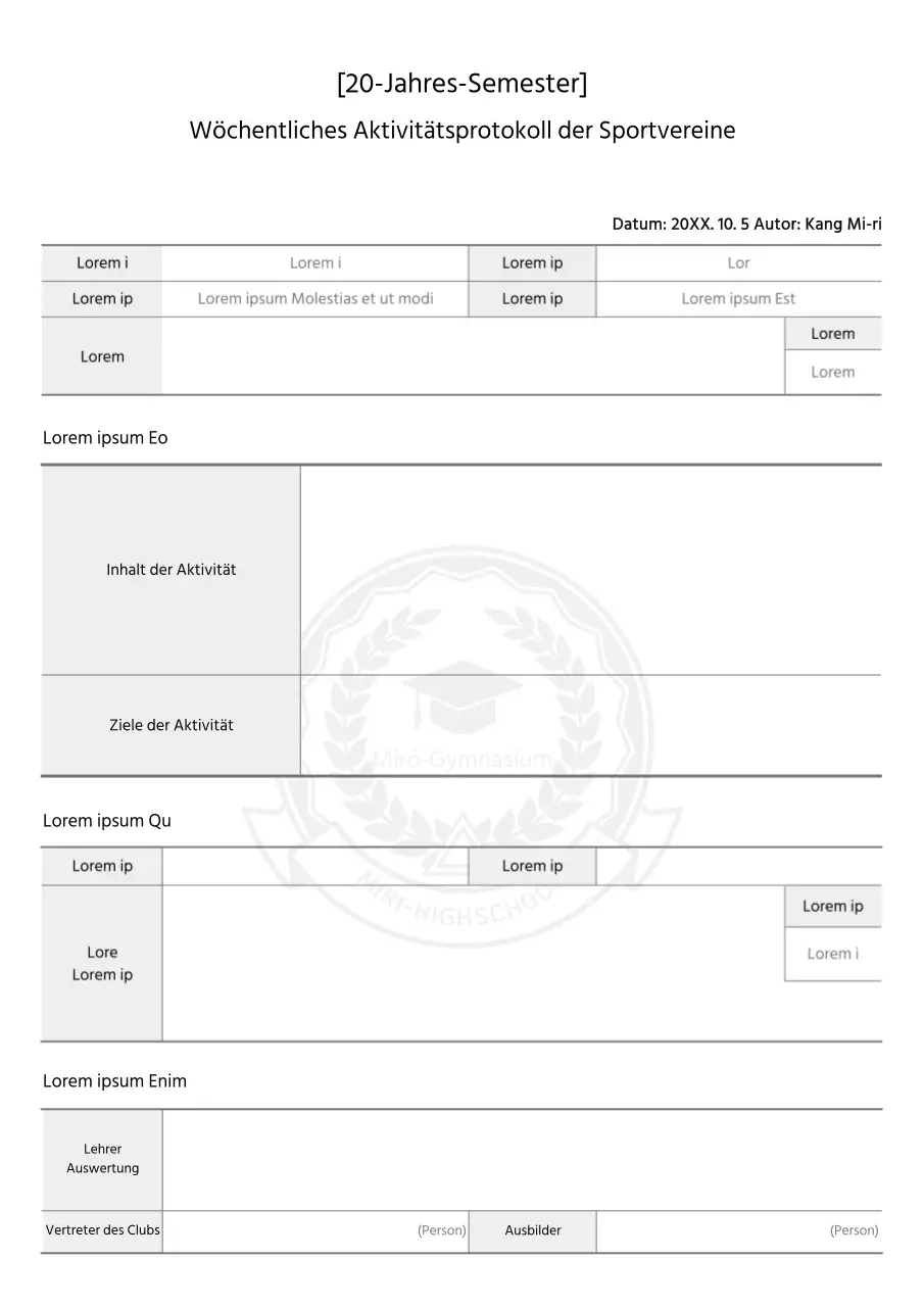 Wöchentlicher Bericht über die Aktivitäten des Schwarz-Weiß-Schulclubs