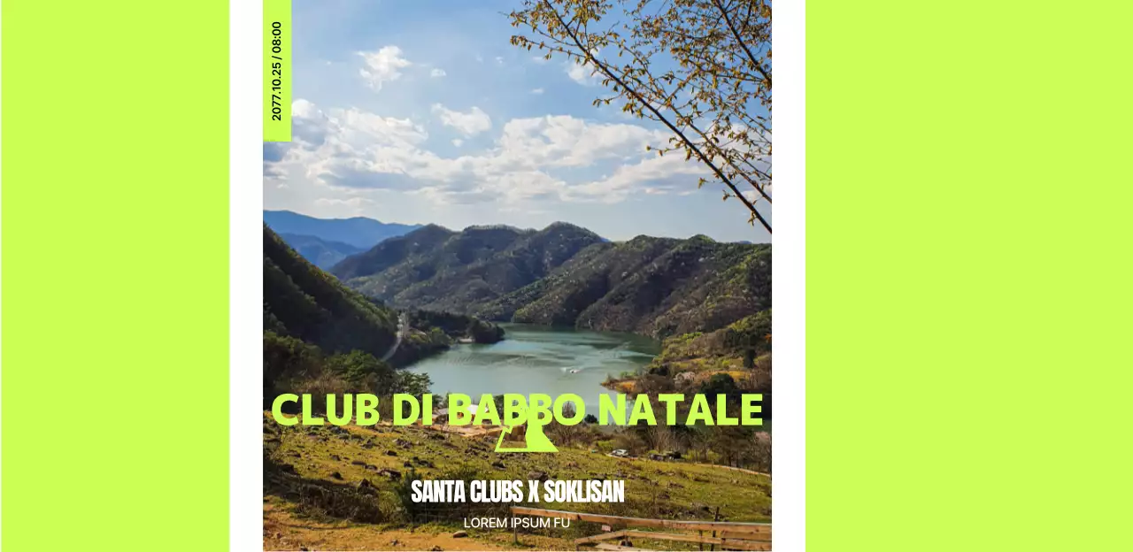 Design sportivo per l'etichetta dell'acqua in bottiglia con paesaggi montani e colori vivaci