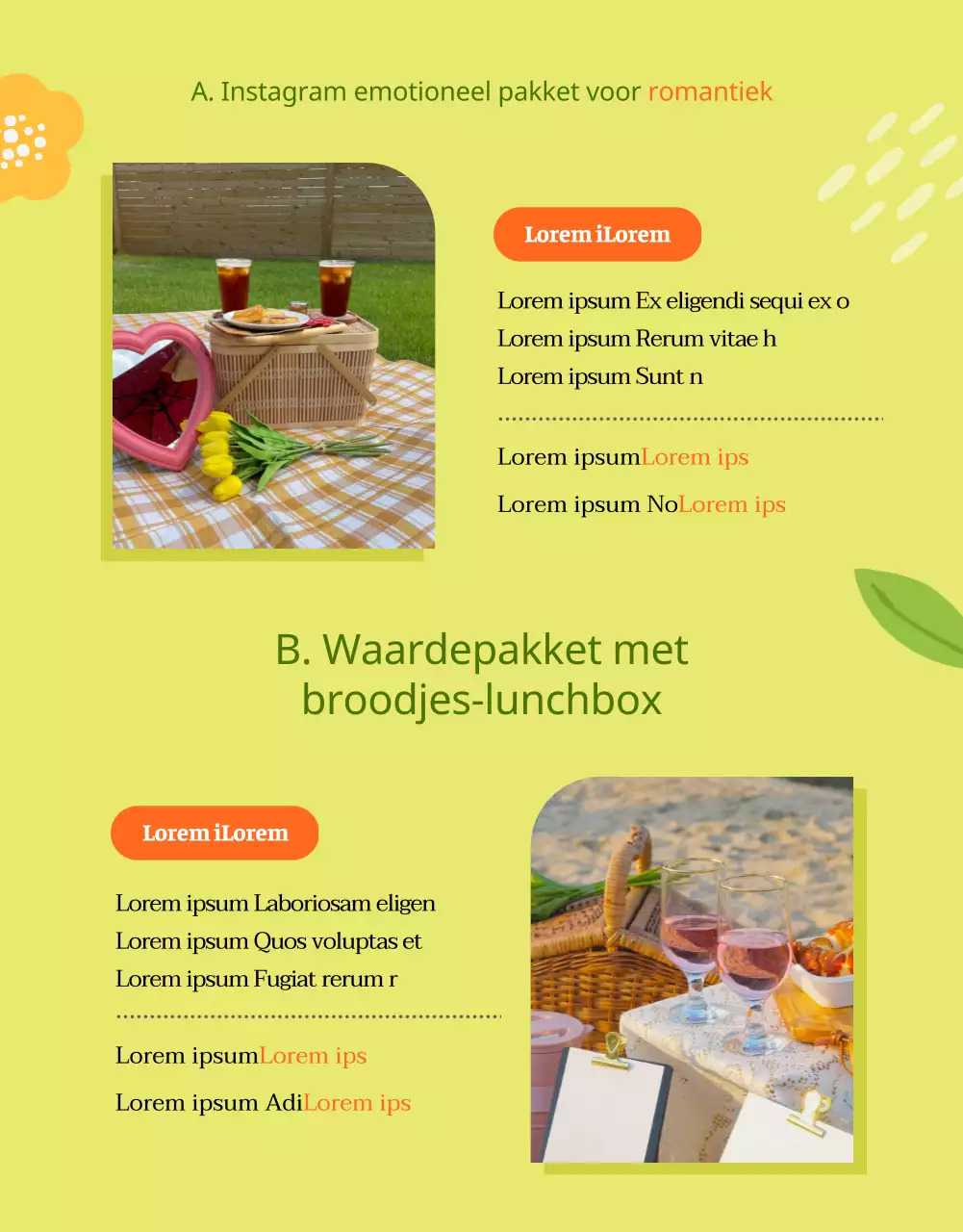 Heldere groene picknickverhuur details
