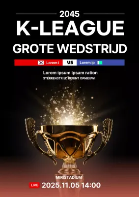 Zwarte eenvoudige webposter voor een voetbalwedstrijd
