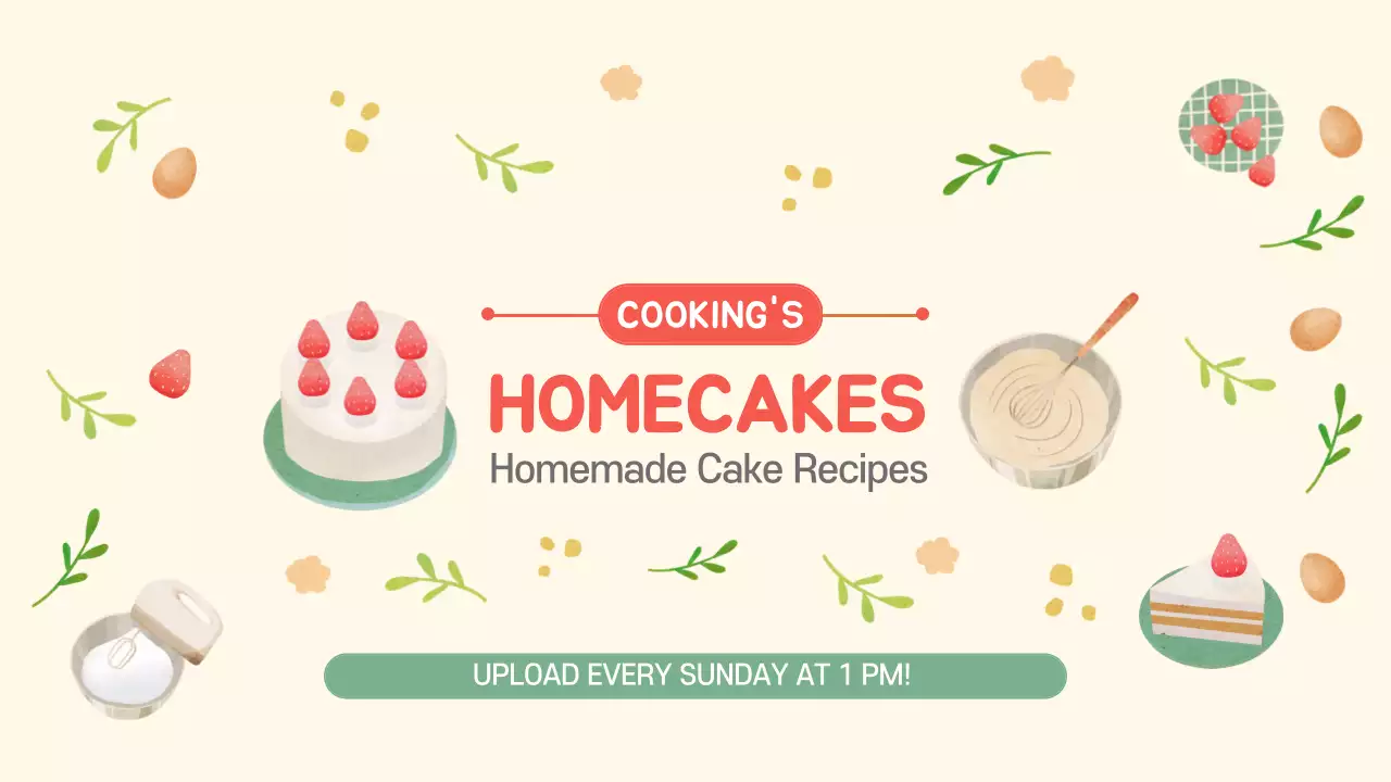 Beige Simple Cake Recipe Announcement YouTube Thumbnail