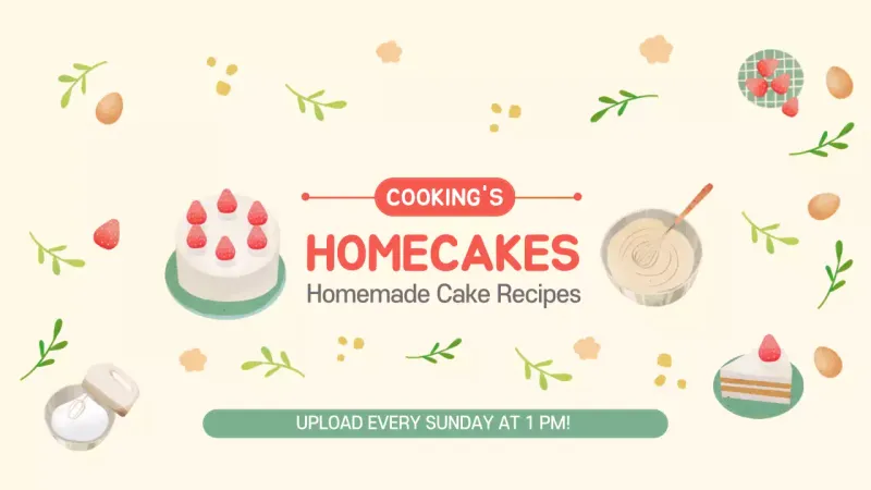 Beige Simple Cake Recipe Announcement YouTube Thumbnail