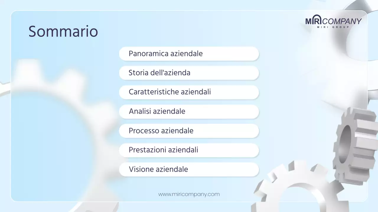 Piano aziendale con ingranaggi 3D in tonalità blu