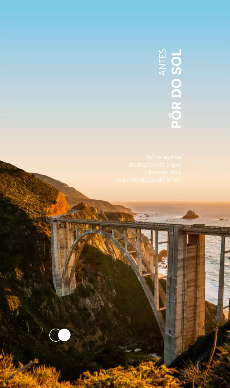 Conceito emocional com uma paisagem deslumbrante de uma ponte e um texto sensível em gradientes