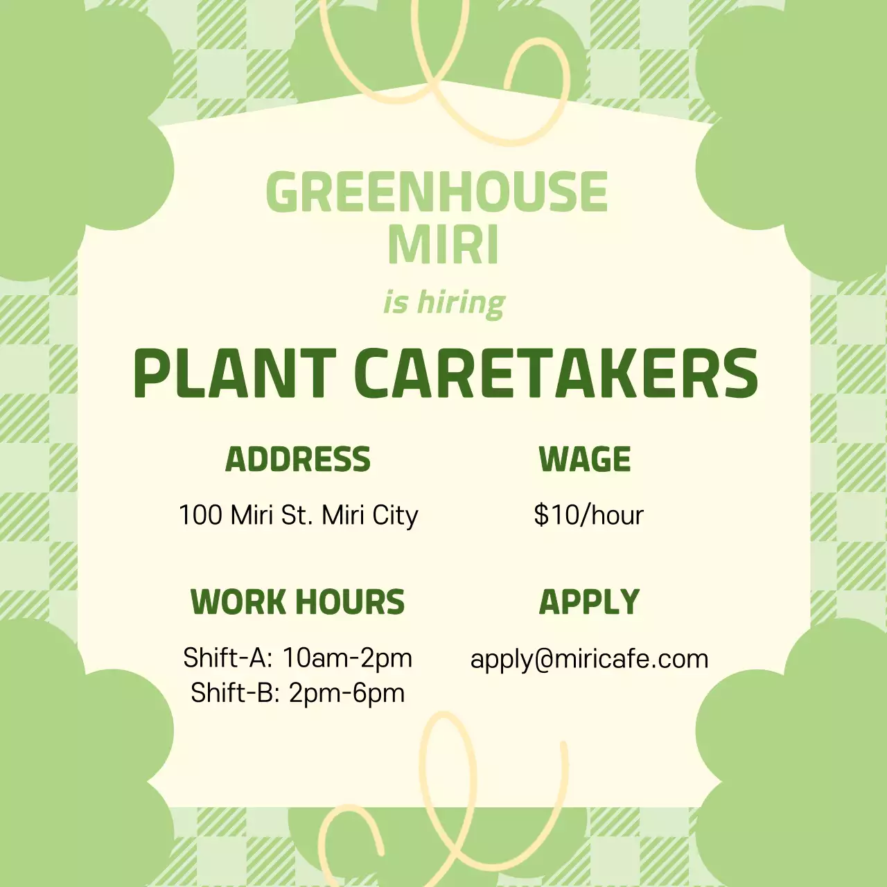 Green Simple Job Posting Social Media Post