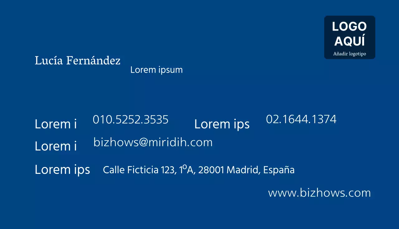 Tarjeta de visita azul sencilla