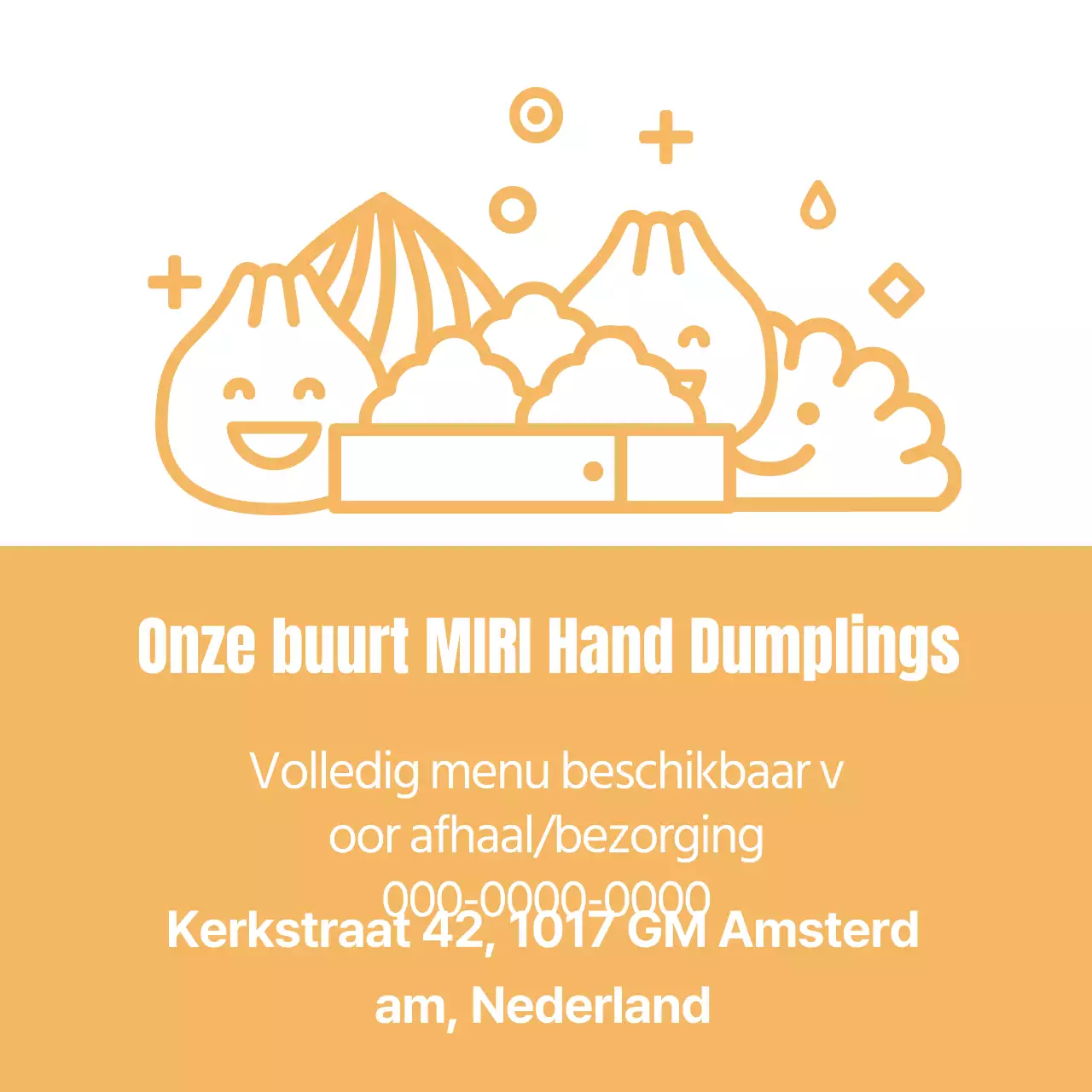 Gele illustratie schattig restaurant knoedel promotie label