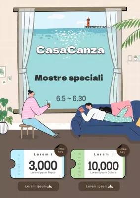 Simpatico webposter promozionale per eventi espositivi di relax in beige e marrone