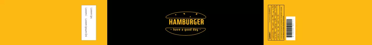 Schwarz und gelb Illustration Logo Hamburger Etikett