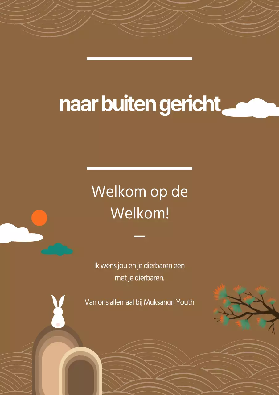 Nette vakantiegroet met bruine, oosters geïnspireerde achtergrondillustratie