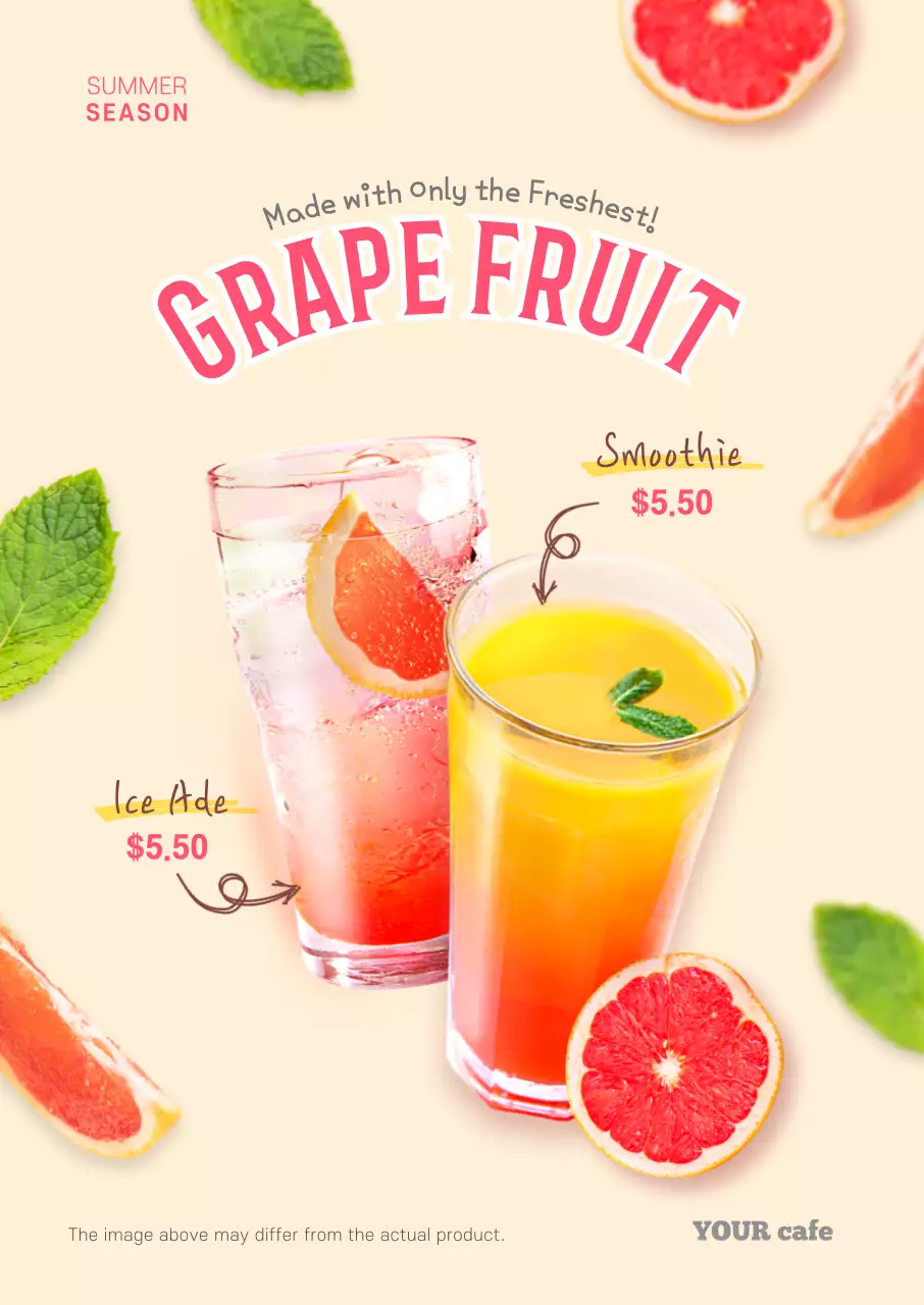 Beige Trendy Grapefruit Promotion Poster