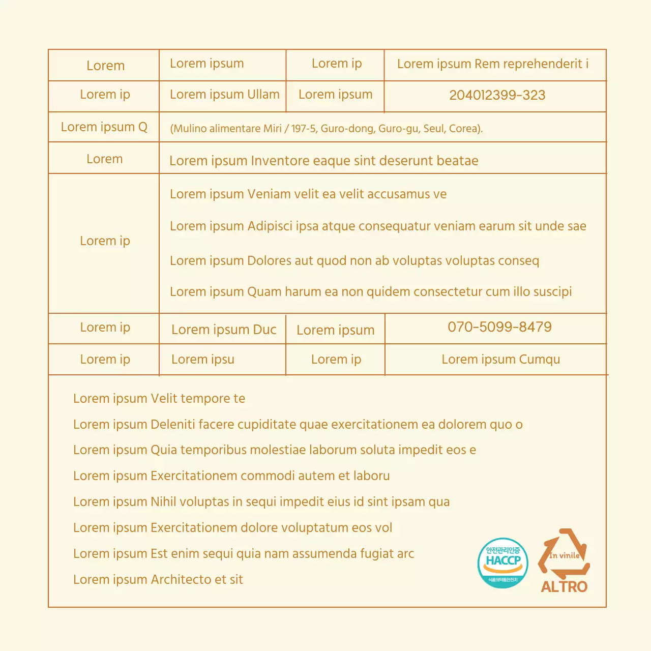 Etichette di dettaglio per alimenti pulite con caratteri beige