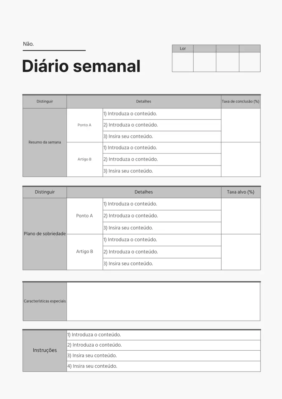 Documentação cinzenta do relatório semanal
