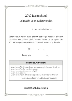Oudervergadering Volmachtformulier Retro Deed Informatiebijeenkomst voor ouders Basisschool Middelbare School