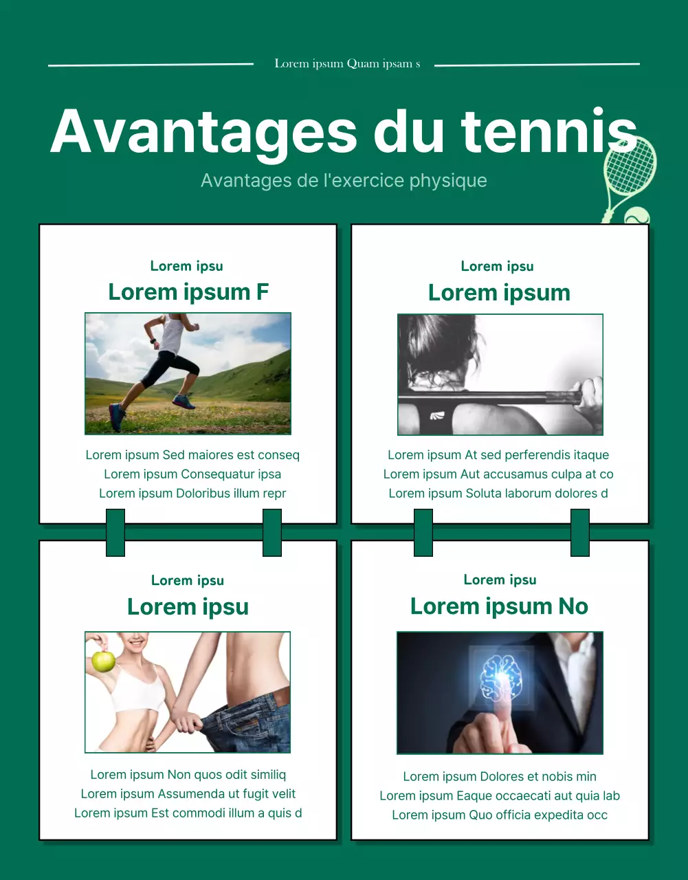Détails de la carte journalière green modern tennis