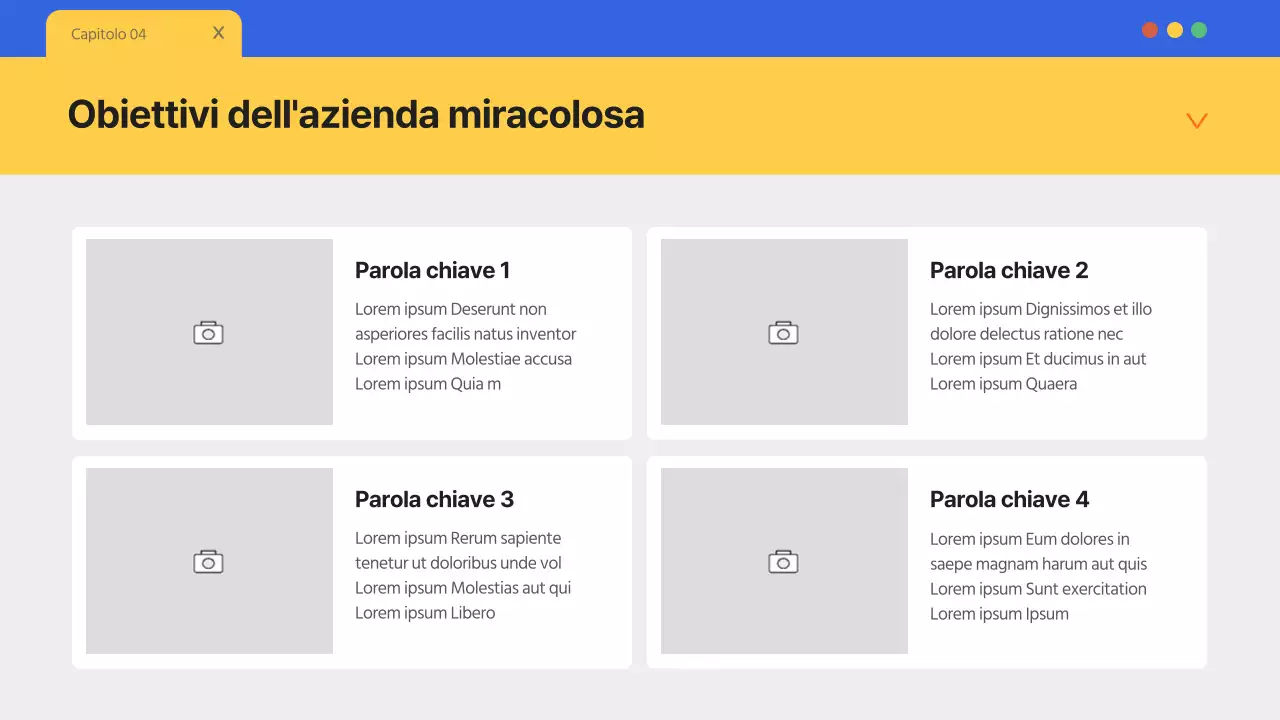 Una semplice carta intestata blu e gialla