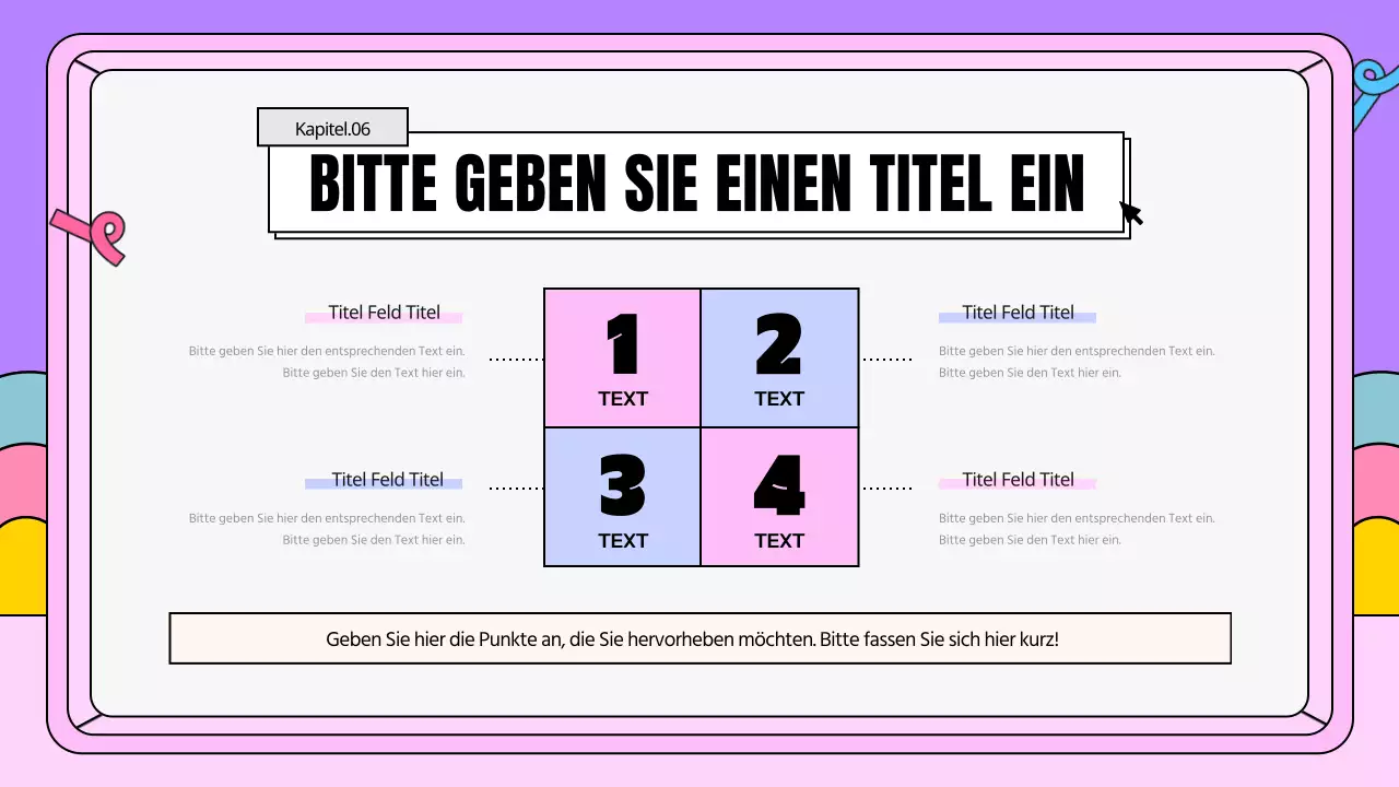 Ein kitschiger Geschäftsplan in Rosa und Lila