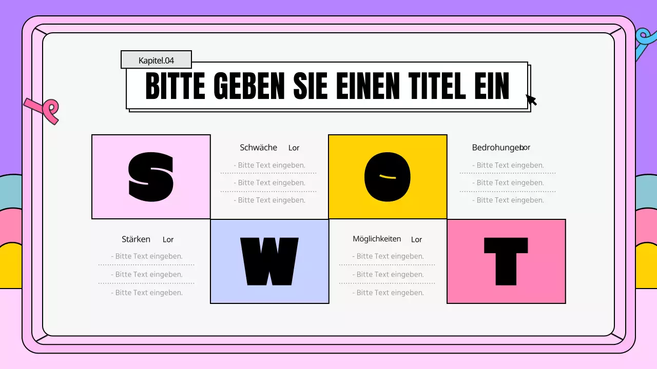 Ein kitschiger Geschäftsplan in Rosa und Lila