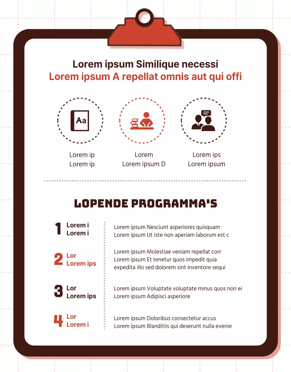 Informatiepagina over programma voor persoonlijke ontwikkeling met rode stippen