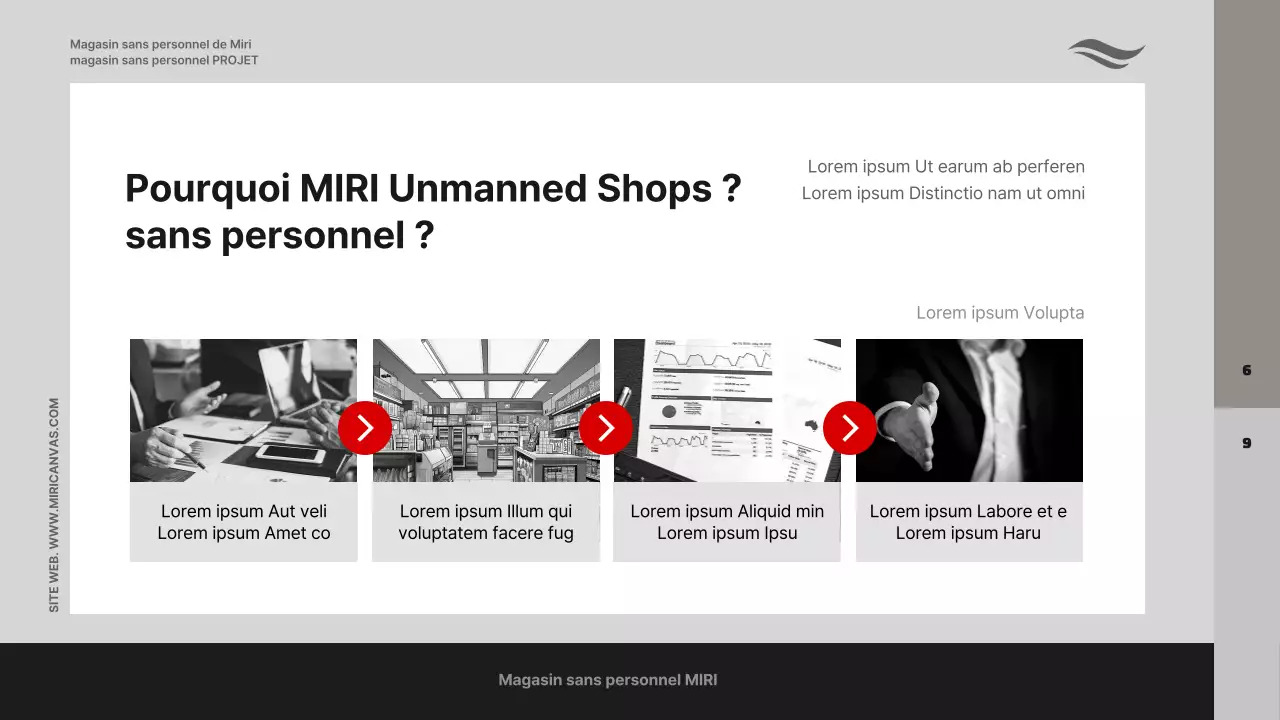 Proposition commerciale avec photos sur fond gris