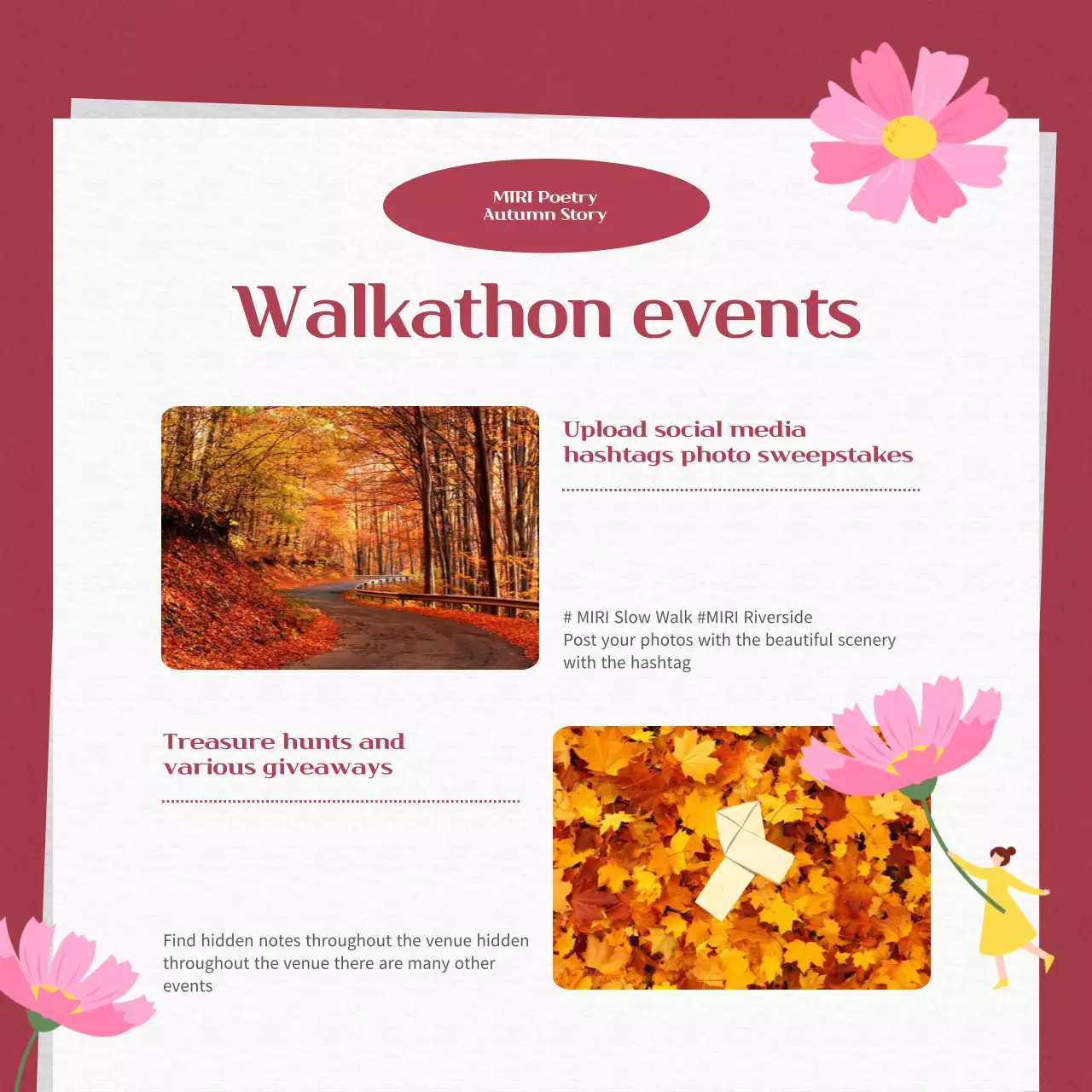 Maroon Traditional Fall Events Announcement Instagram Carousel