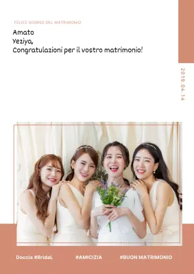 Una celebrazione di nozze di classe con foto di donne in abiti marroni e rosa