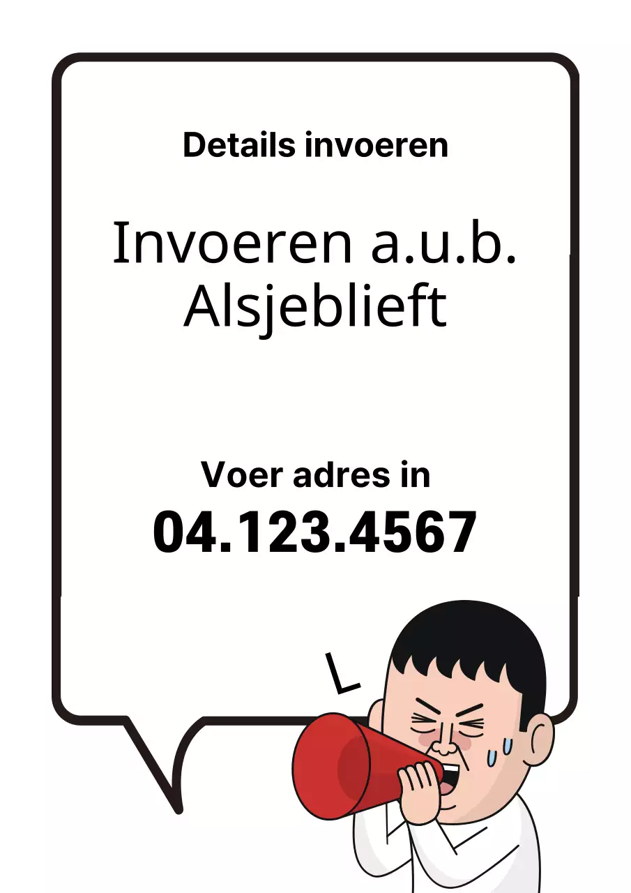 Aankondigingsflyer met zwarte en rode tekstballonnen en lijnillustratie voor zaalwachters