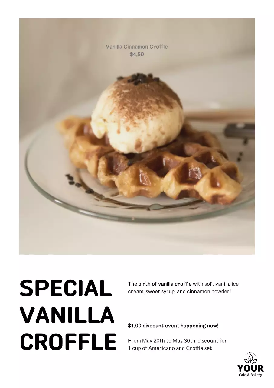 Beige Minimal Dessert Promotion Poster