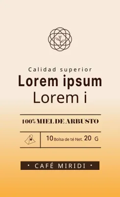 Etiqueta amarilla ilustrada de té de miel de café