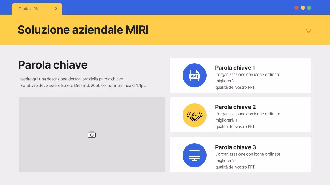 Una semplice carta intestata blu e gialla