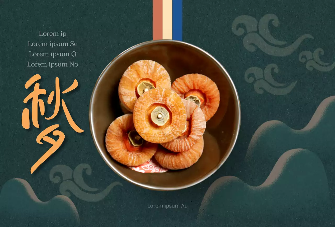 Een Chuseok-gids met foto's van kaki's met een groene achtergrond