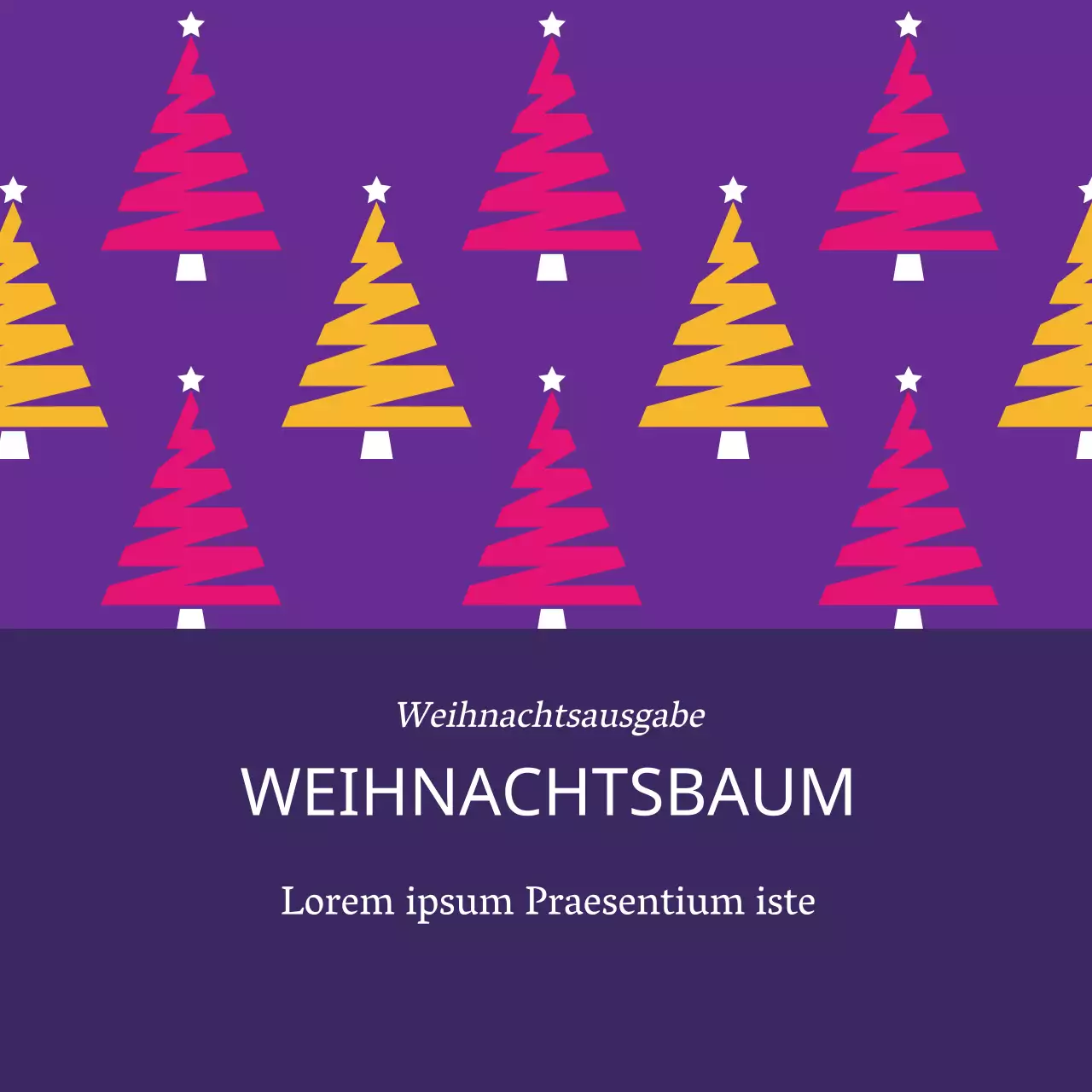 Lila und gelbe Baummuster Weihnachtsgeschenketiketten