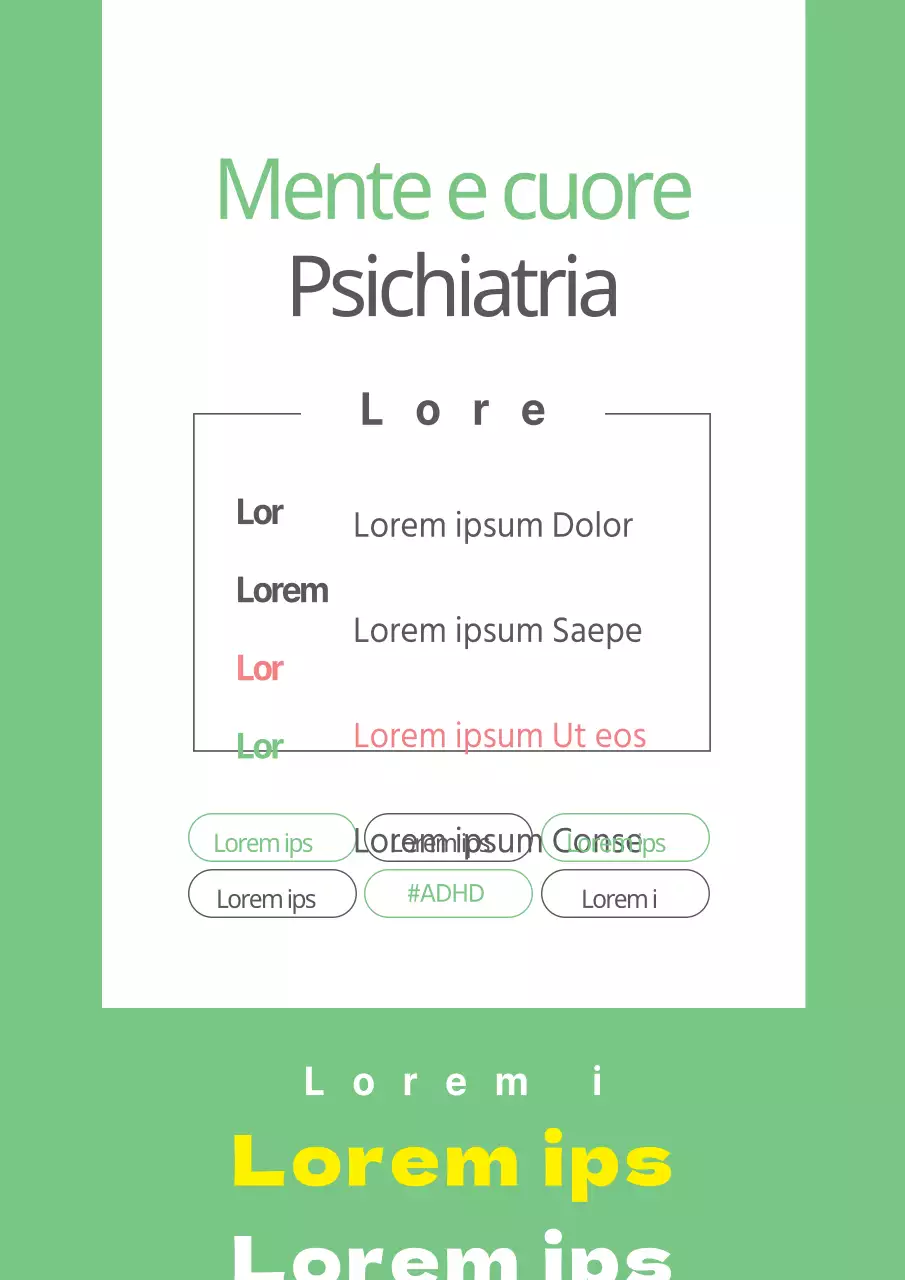 Volantino semplice e verde sugli orari di apertura del reparto di psichiatria
