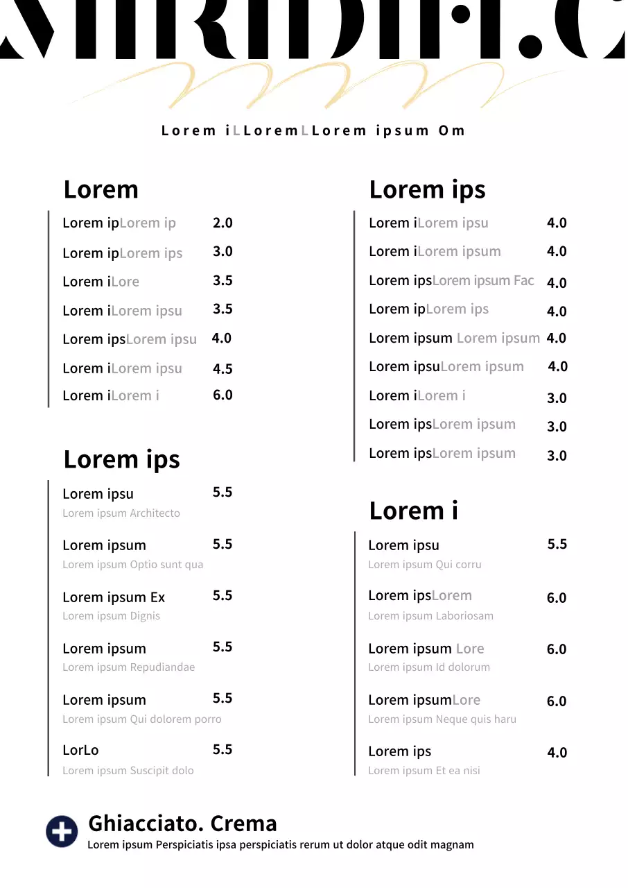 Sfondo bianco semplice typo cafe menu poster