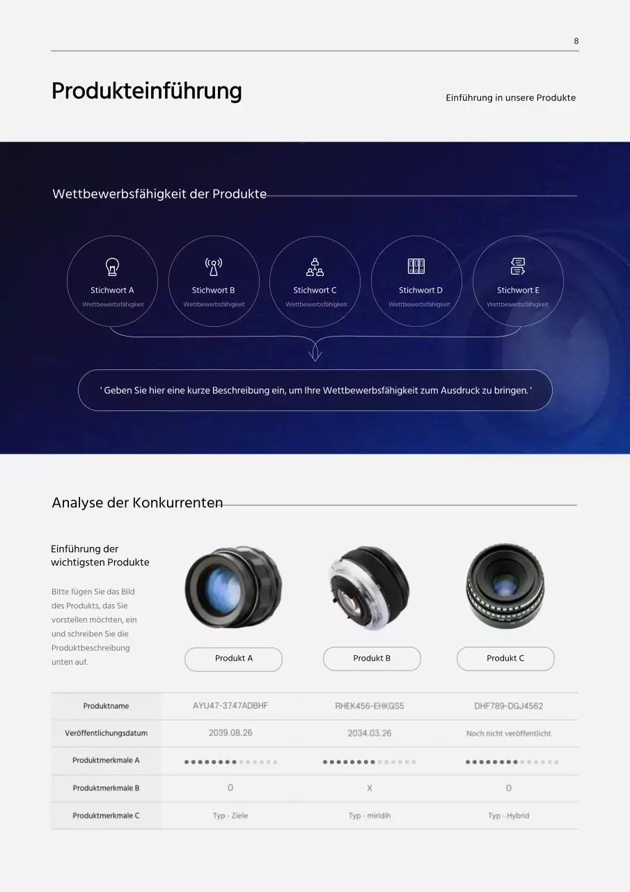 Schwarz-blaues Farbverlaufskonzept Geschäftsplan für die Herstellung