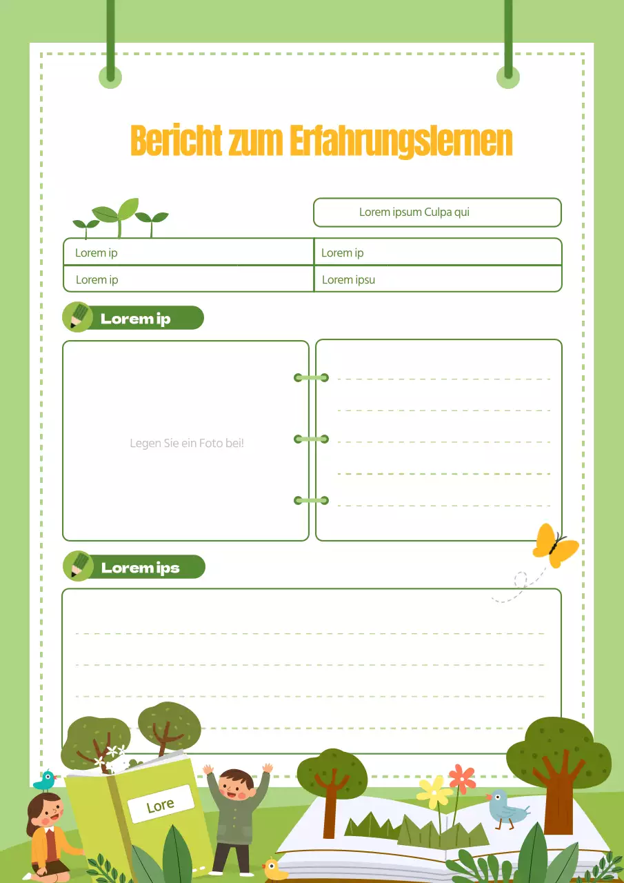 Entwerfen Sie einen hübschen, grünen Erfahrungsbericht