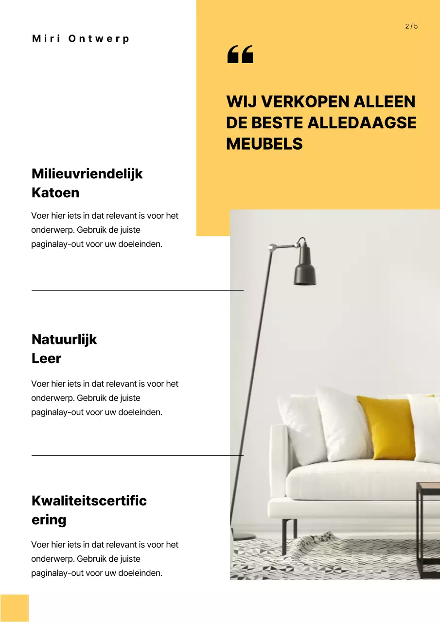 Productcatalogus meubelen in geel