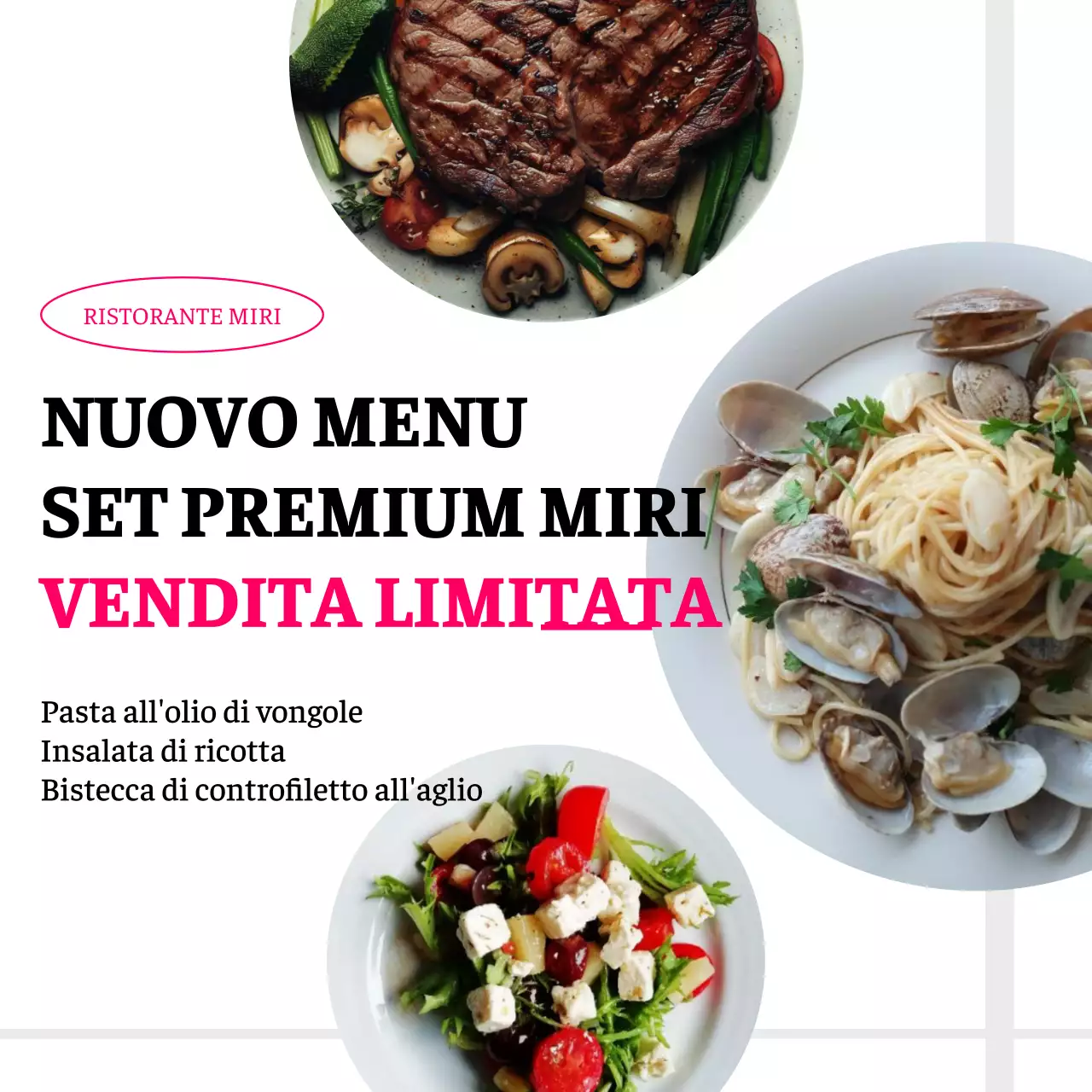 Promuovere un nuovo menu semplice con sfondo bianco