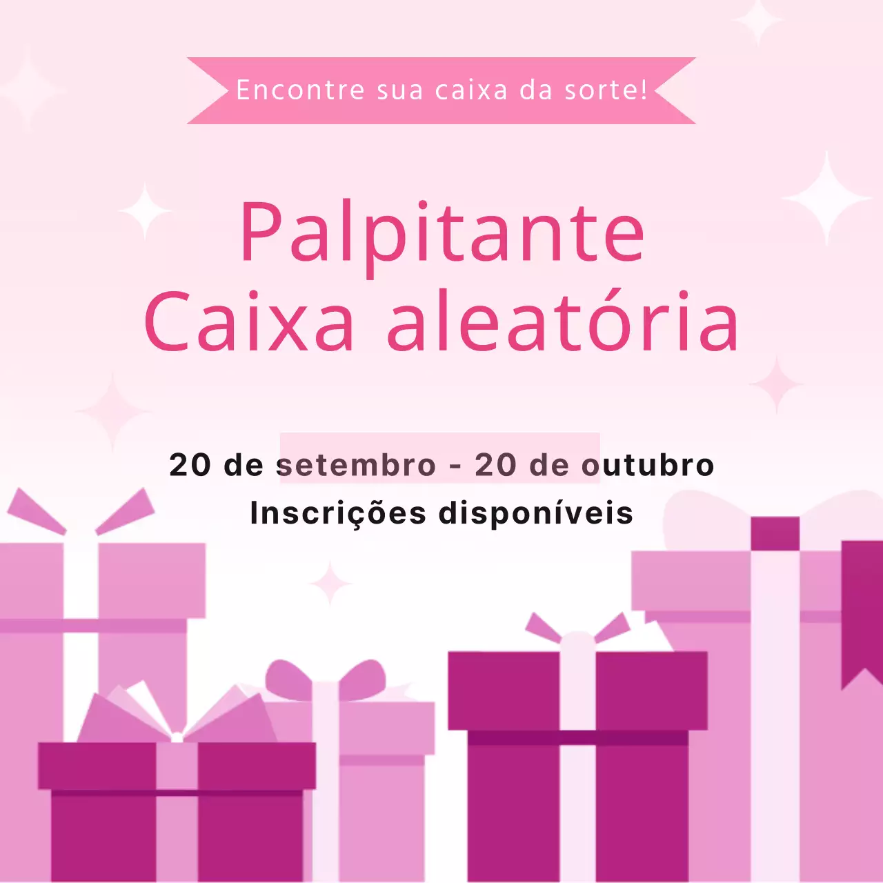 Promova o seu evento com uma caixa aleatória cor-de-rosa e moderna