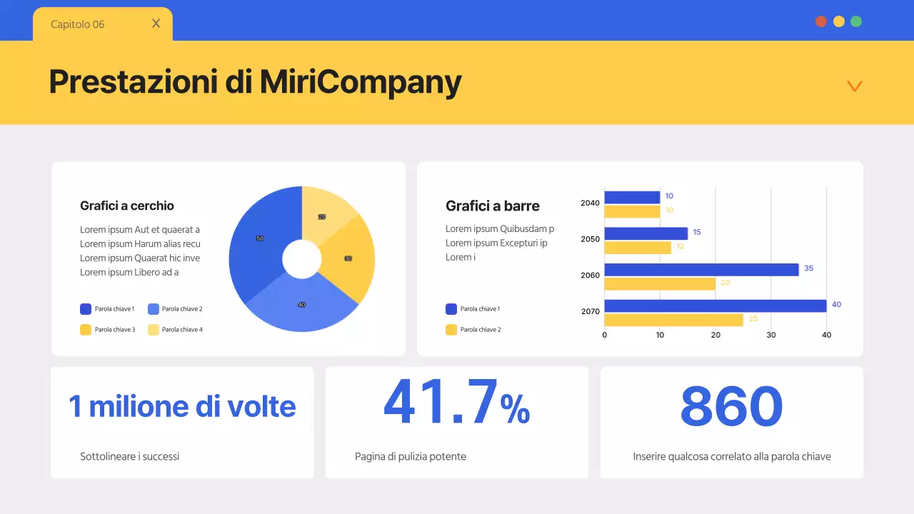 Una semplice carta intestata blu e gialla