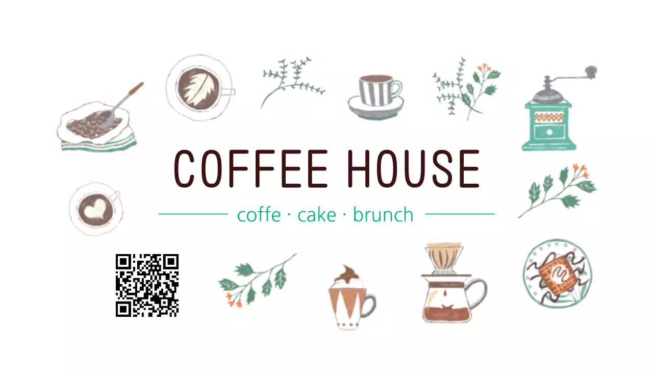 ベージュ かわいい カフェ メニュー 名刺