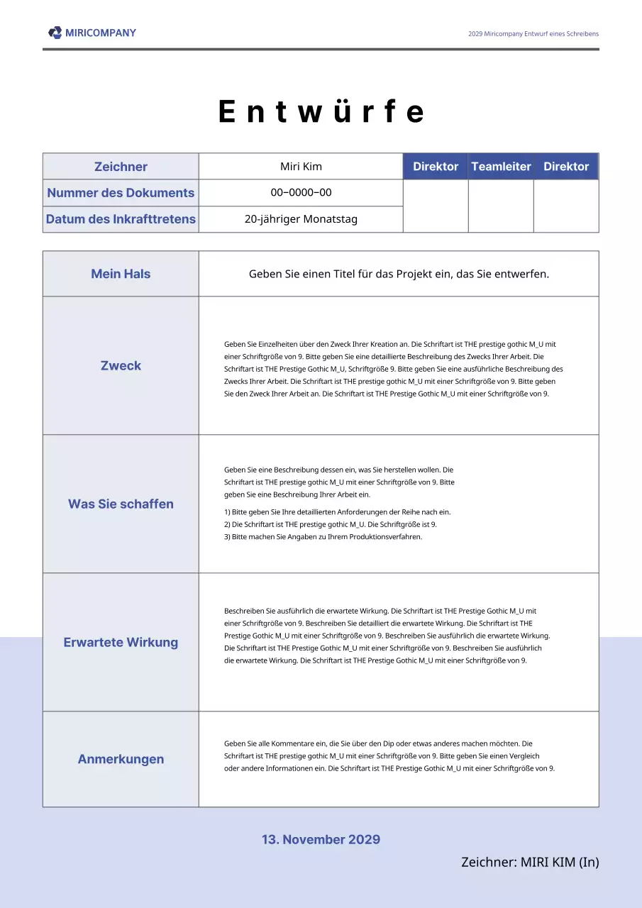 Blau, Standardvorlagenentwürfe