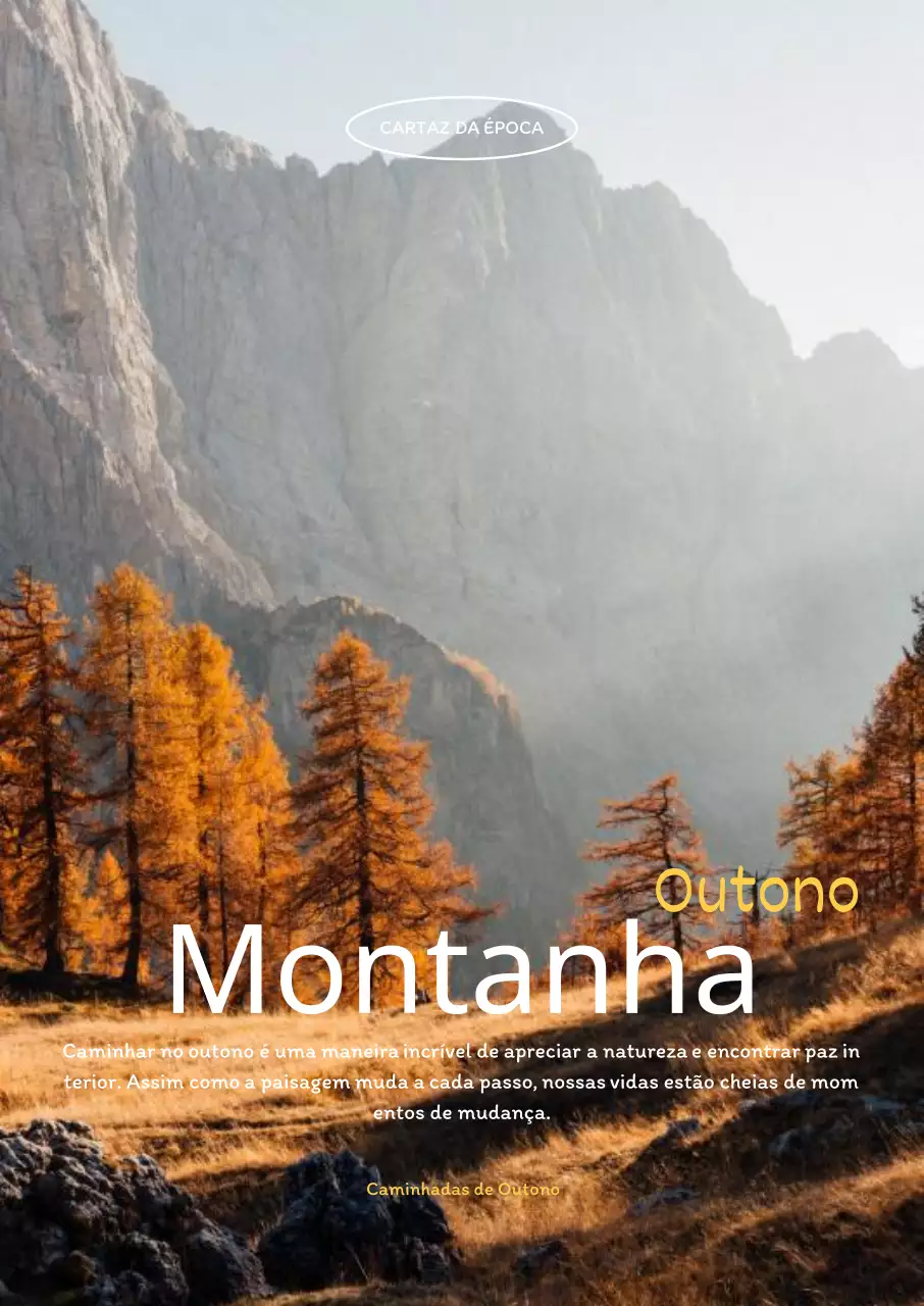 Fotografia de interior de paisagem montanhosa de outono em amarelo