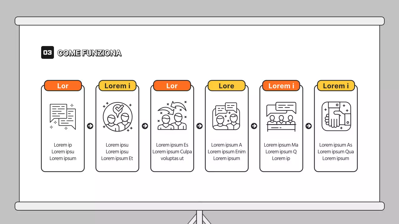 Presentazione della discussione con illustrazione arancione