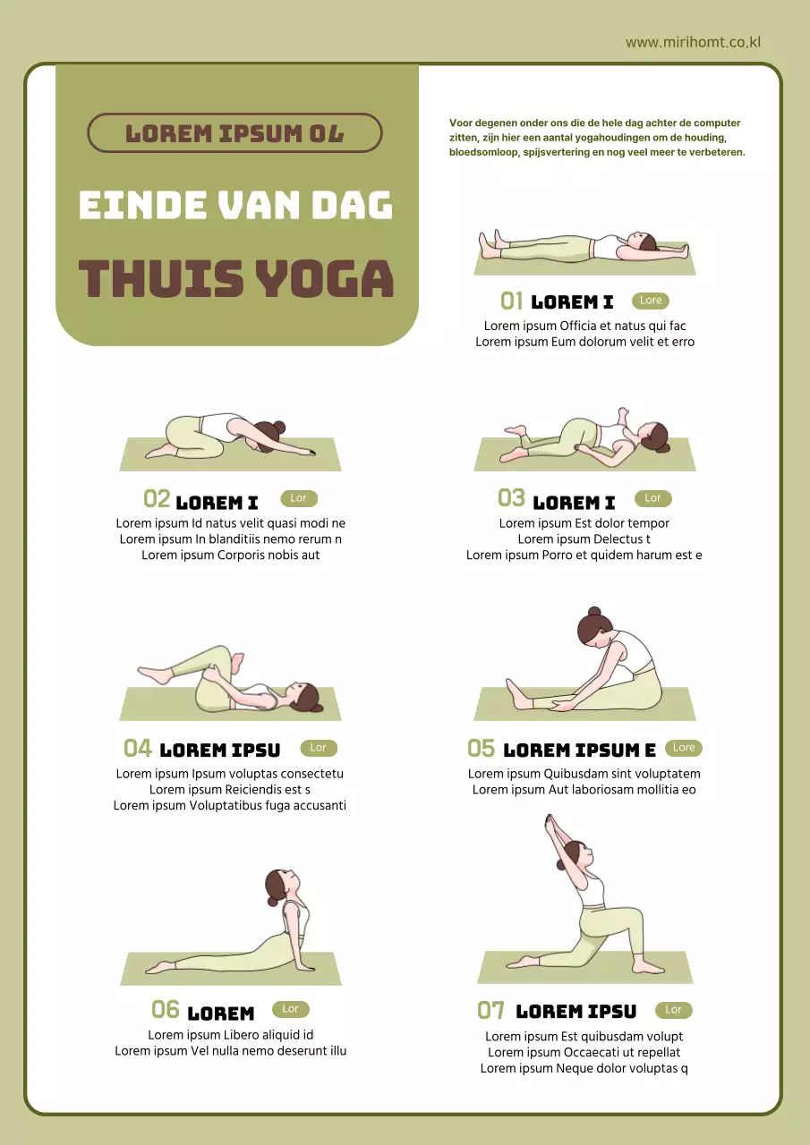 Een gids voor yogahoudingen voor thuis in groene en bruine tinten