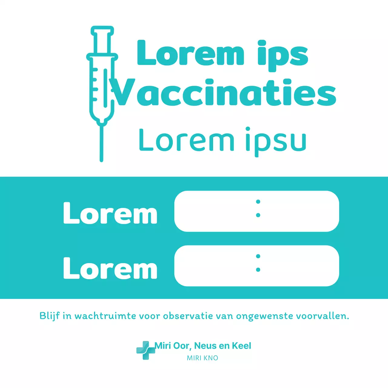 Coronavirus vaccinatie melding ongewenst voorval brief met een strak concept in lichtblauw en wit.