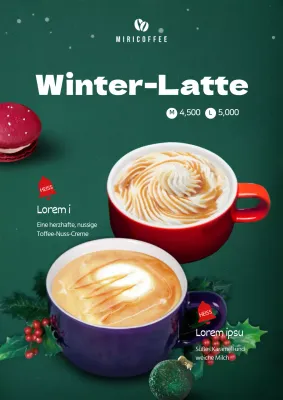 Winter Getränke Poster mit grünem Hintergrund Weihnachten Konzept