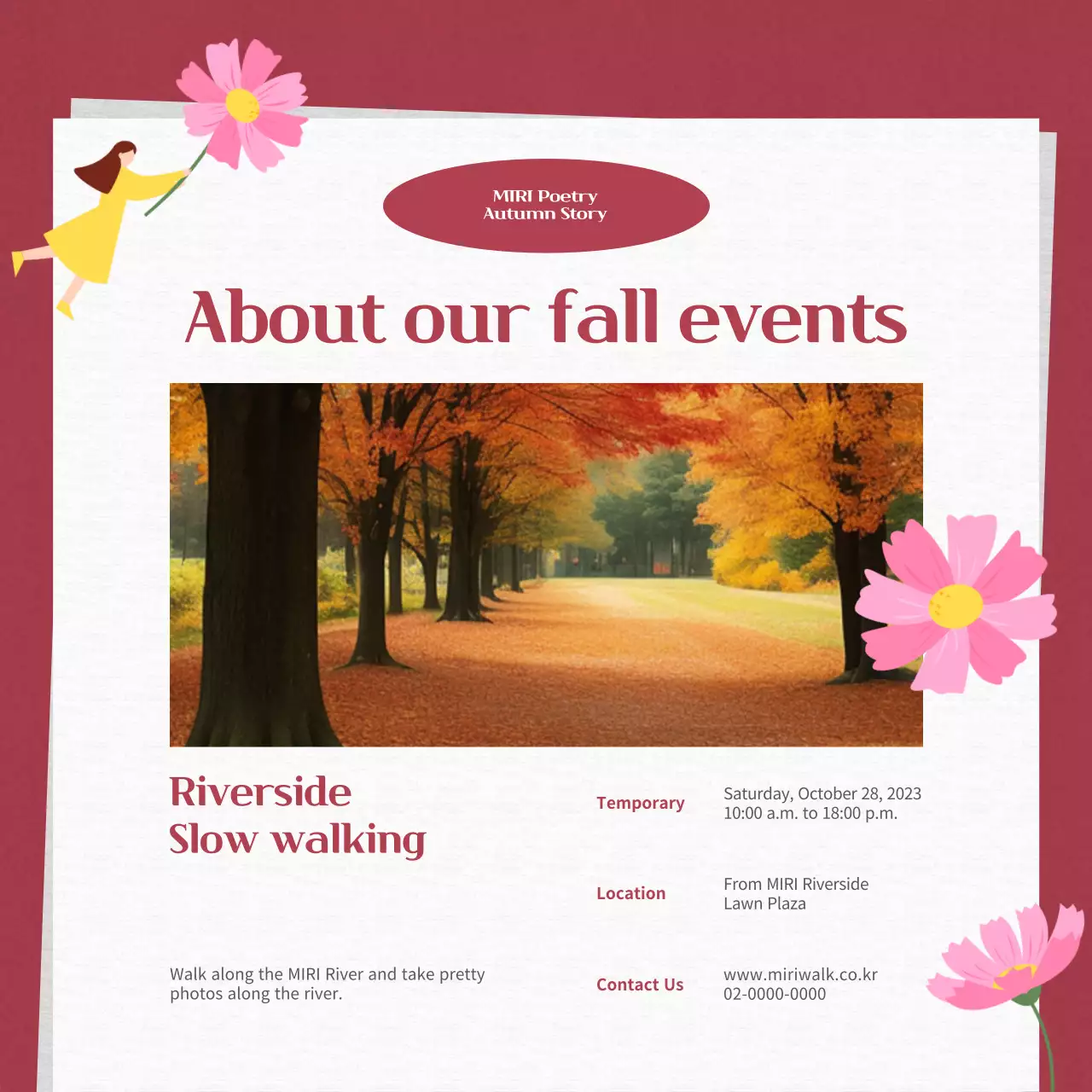 Maroon Traditional Fall Events Announcement Instagram Carousel