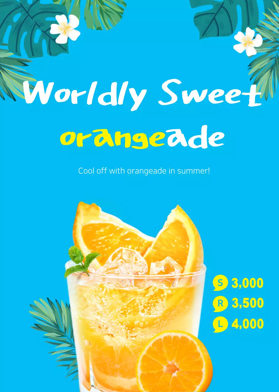 Transparent poster for a cool summer drink, Orangeade Café